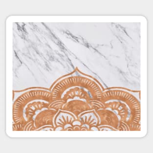 Copper mandala on white marble Sticker